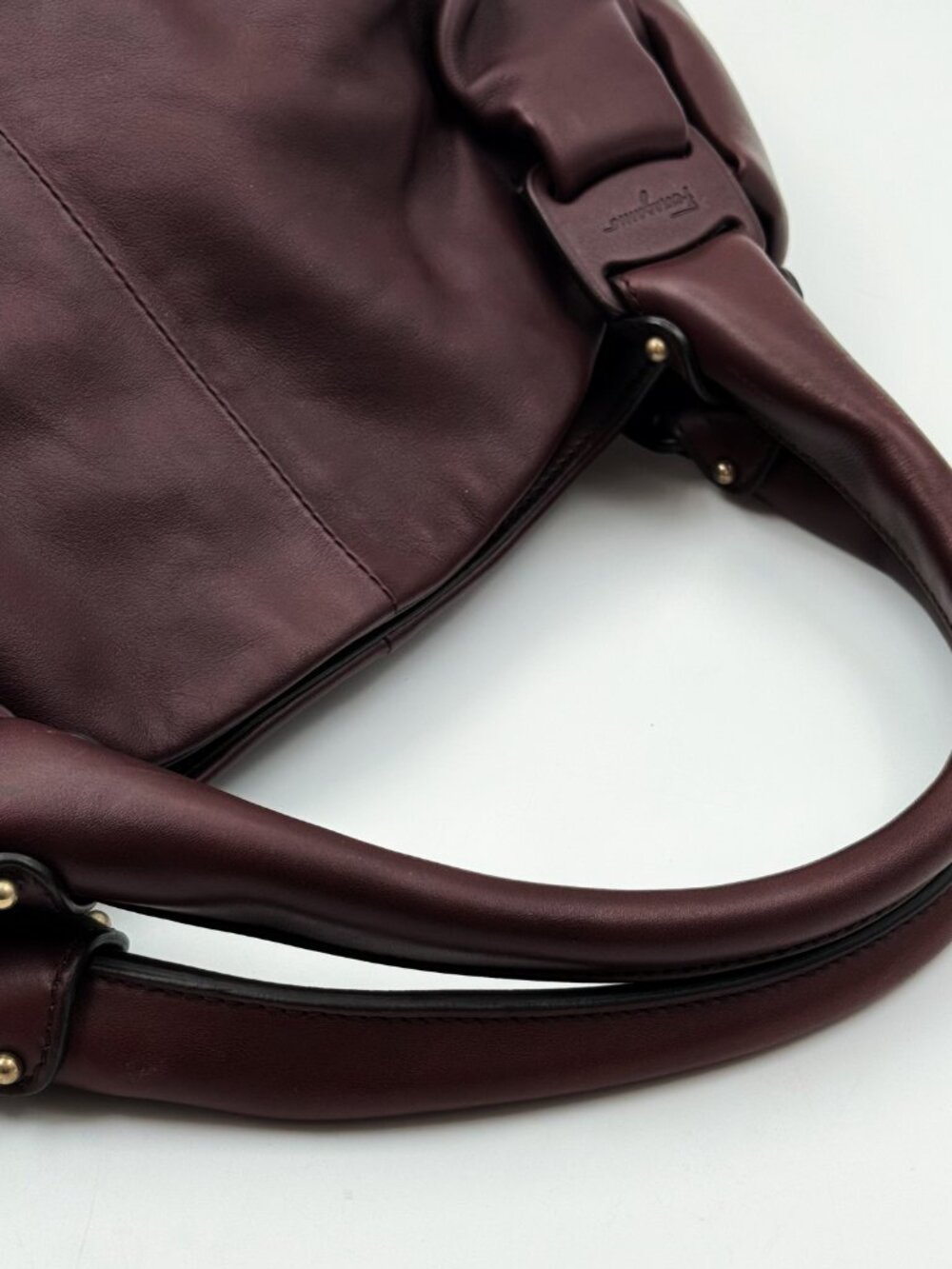 Salvatore Ferragamo Burgundy Leather Large Hobo Shoulder Tote Bag - Picture 10 of 12